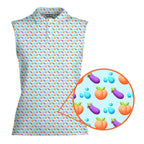 A Taste of Eggplant & Peach-Women Sleeveless Polo Shirt-Gerbera Prints