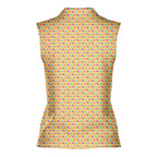 A Taste of Eggplant & Peach-Women Sleeveless Polo Shirt-Gerbera Prints