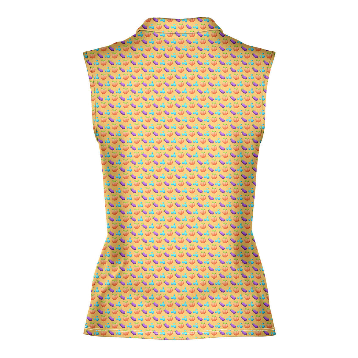 A Taste of Eggplant & Peach-Women Sleeveless Polo Shirt-Gerbera Prints