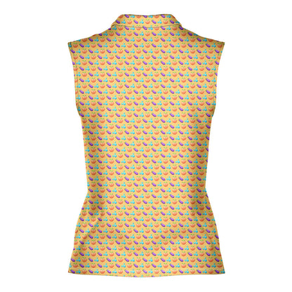 A Taste of Eggplant & Peach - Ladies Sleeveless Golf Polo Shirt