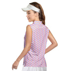 A Taste of Eggplant & Peach-Women Sleeveless Polo Shirt-Gerbera Prints