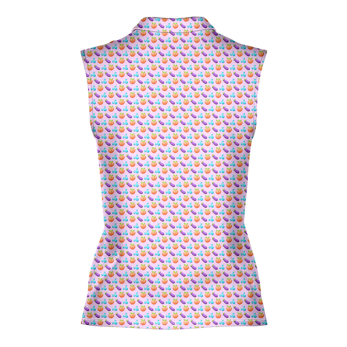A Taste of Eggplant & Peach-Women Sleeveless Polo Shirt-Gerbera Prints