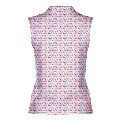 A Taste of Eggplant & Peach - Ladies Sleeveless Golf Polo Shirt