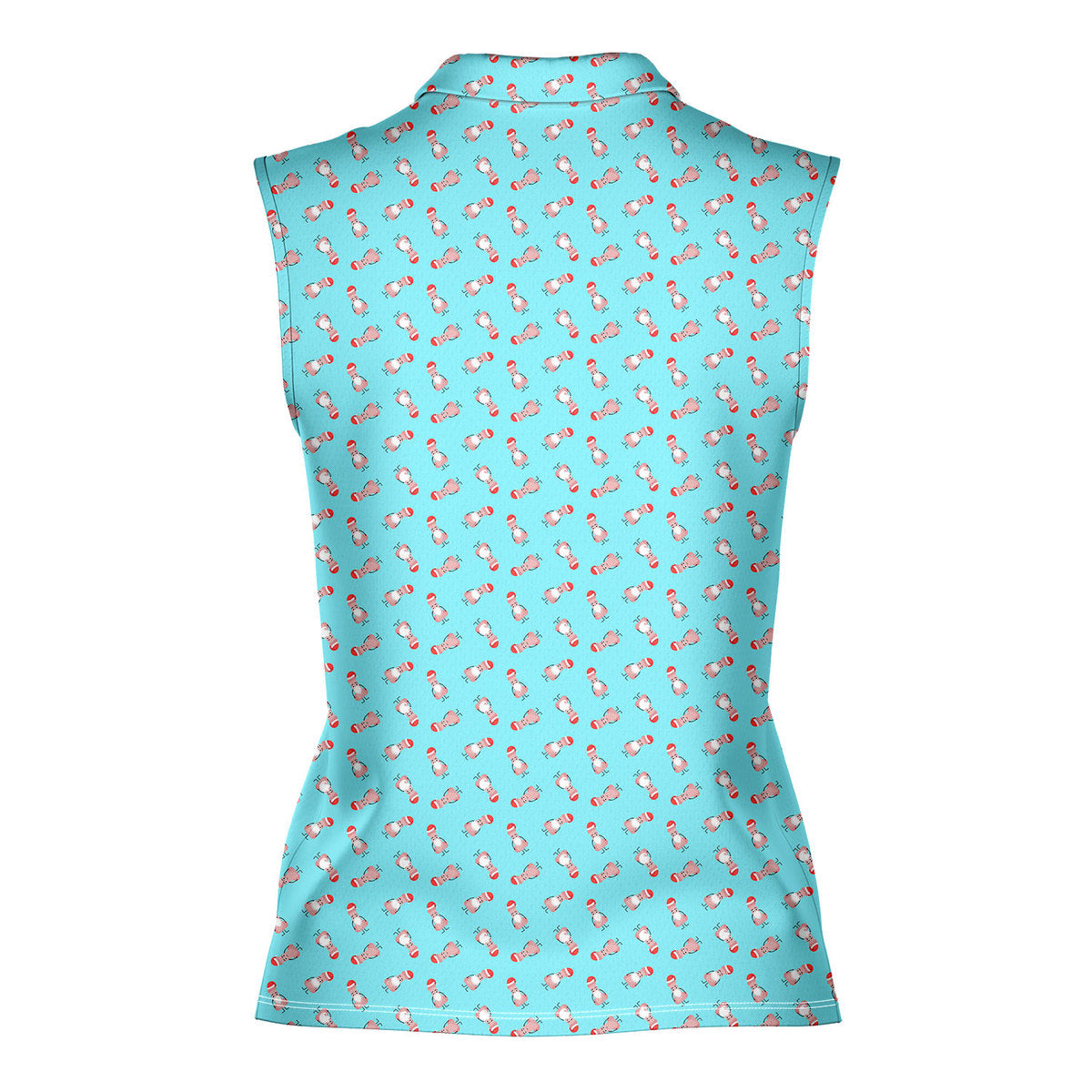 Funny Christmas Cocks Pattern-Women Sleeveless Polo Shirt-Gerbera Prints