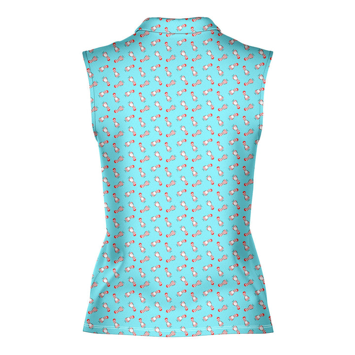 Funny Christmas Penises Pattern - Ladies Sleeveless Golf Polo Shirt