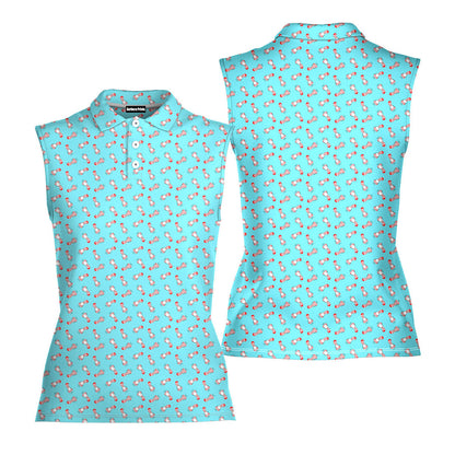 Funny Christmas Penises Pattern - Ladies Sleeveless Golf Polo Shirt