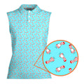 Funny Christmas Cocks Pattern-Women Sleeveless Polo Shirt-Gerbera Prints
