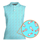 Funny Christmas Cocks Pattern-Women Sleeveless Polo Shirt-Gerbera Prints