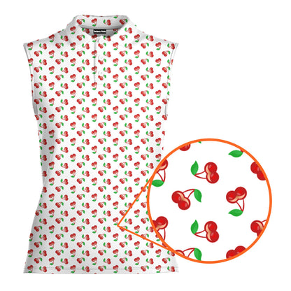 Fruits Cherry Breast - Ladies Sleeveless Golf Polo Shirt 
