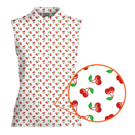 Fruits Cherry Breast - Ladies Sleeveless Golf Polo Shirt 