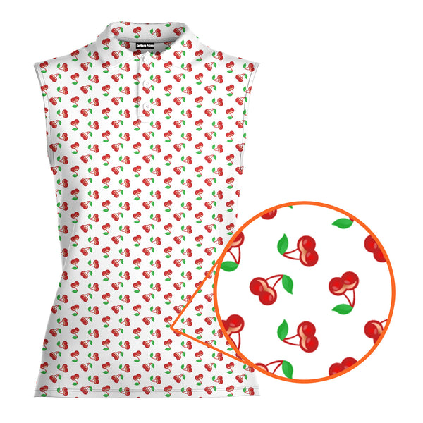 Fruits Cherry Breast - Ladies Sleeveless Golf Polo Shirt 