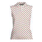 Fruits Cherry Breast-Women Sleeveless Polo Shirt-Gerbera Prints