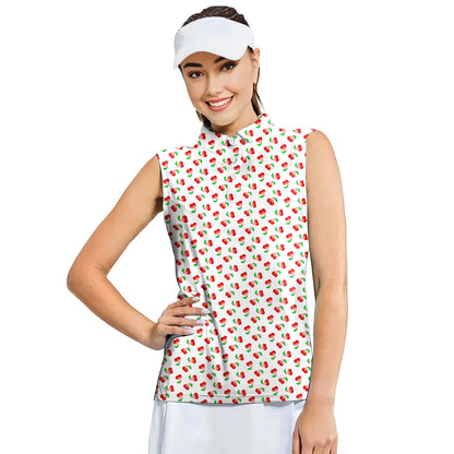 Fruits Cherry Breast - Ladies Sleeveless Golf Polo Shirt 
