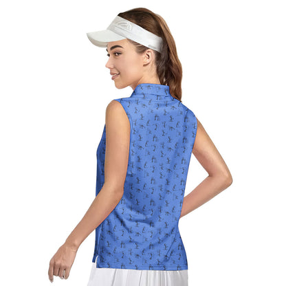 Stickfigures Playing Golf - Ladies Sleeveless Golf Polo Shirt