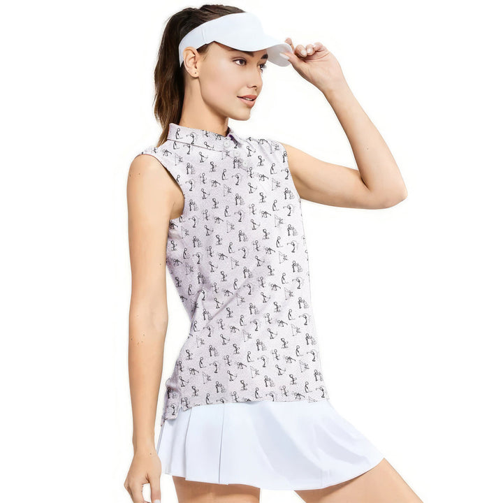 Stickfigures Playing Golf - Ladies Sleeveless Golf Polo Shirt