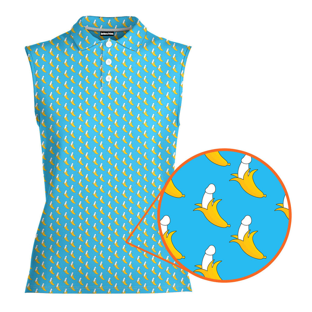 Banana Peel-Women Sleeveless Polo Shirt-Gerbera Prints