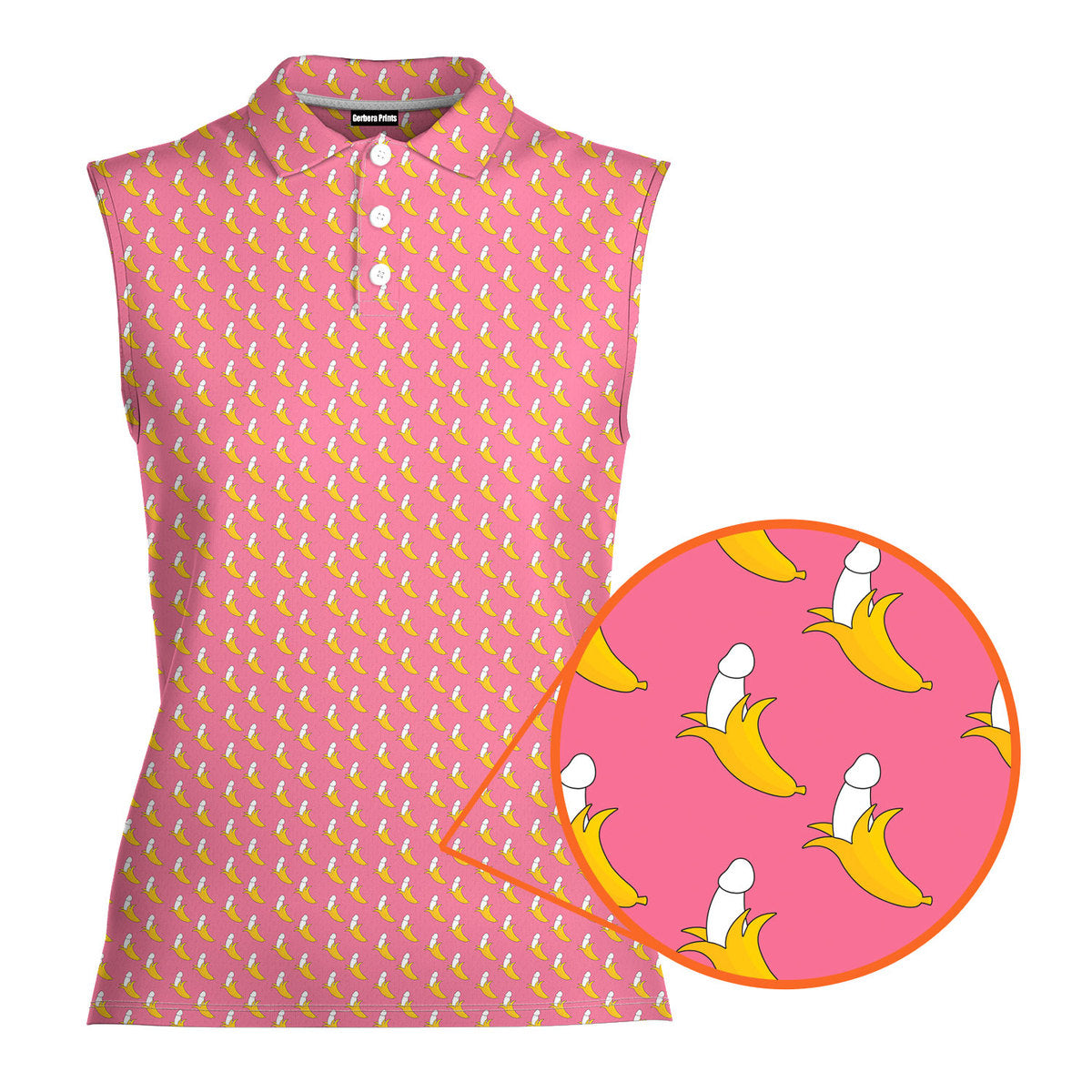 Banana Peel-Women Sleeveless Polo Shirt-Gerbera Prints