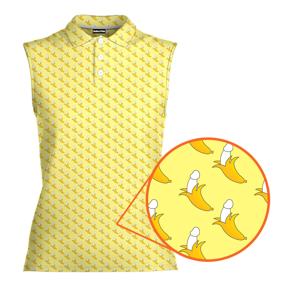 Banana Peel-Women Sleeveless Polo Shirt-Gerbera Prints