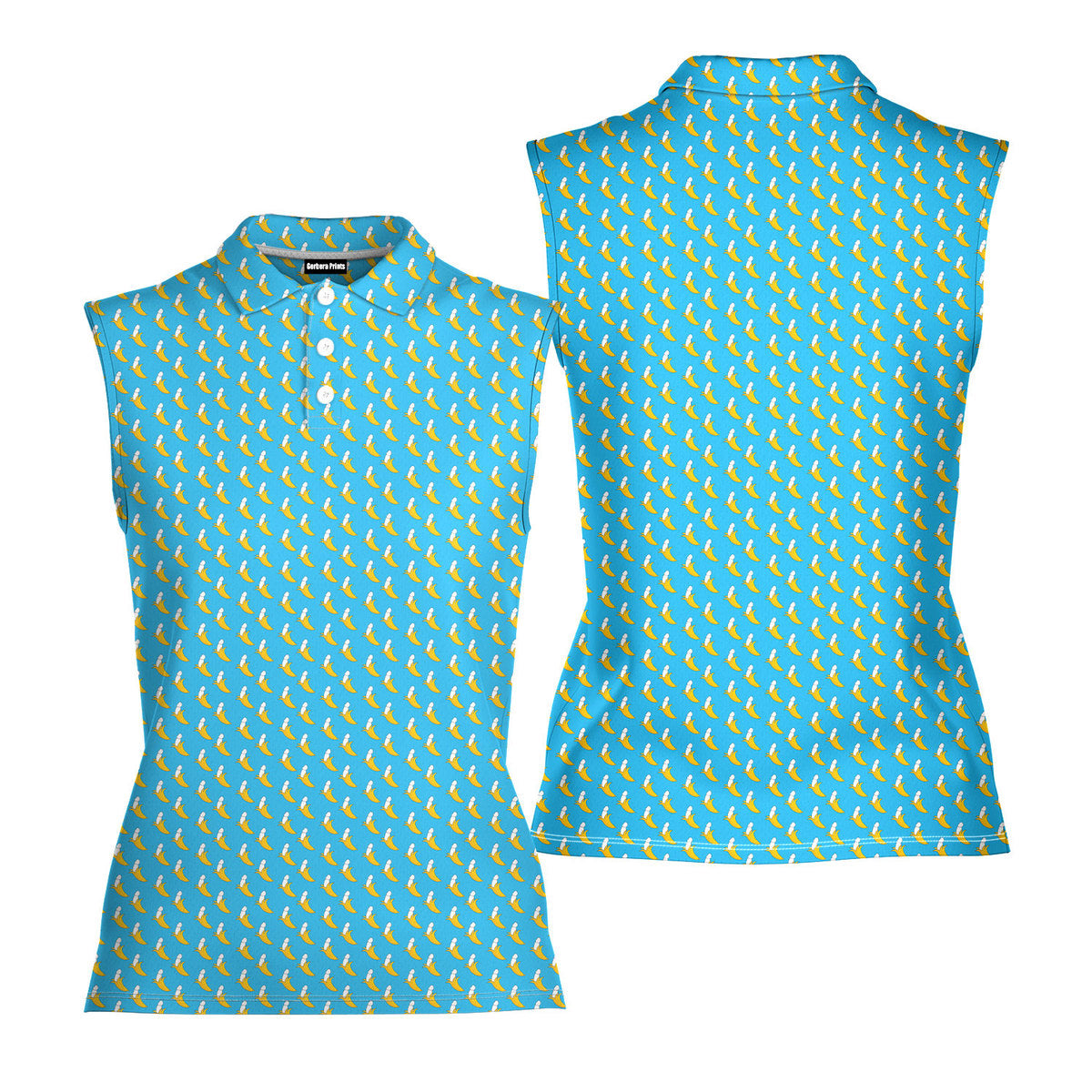 Banana Peel-Women Sleeveless Polo Shirt-Gerbera Prints