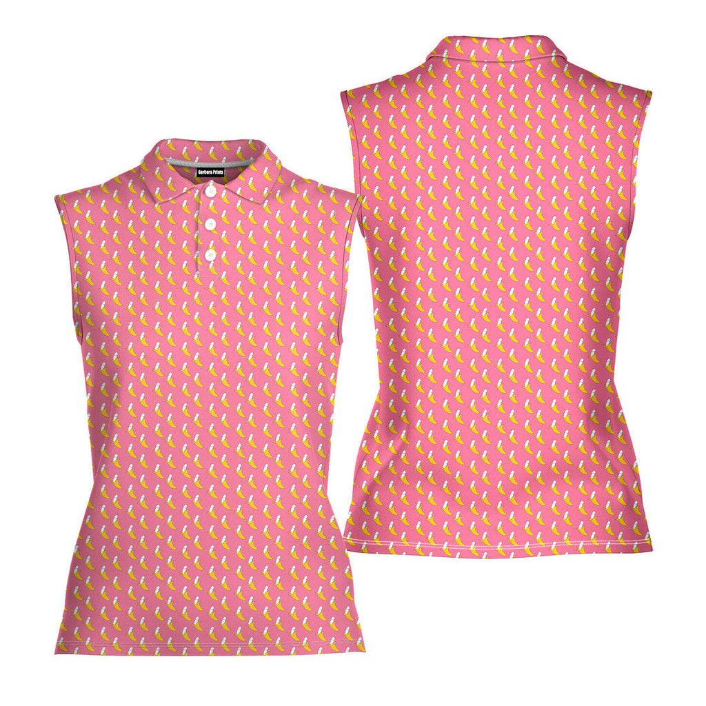 Banana Peel-Women Sleeveless Polo Shirt-Gerbera Prints