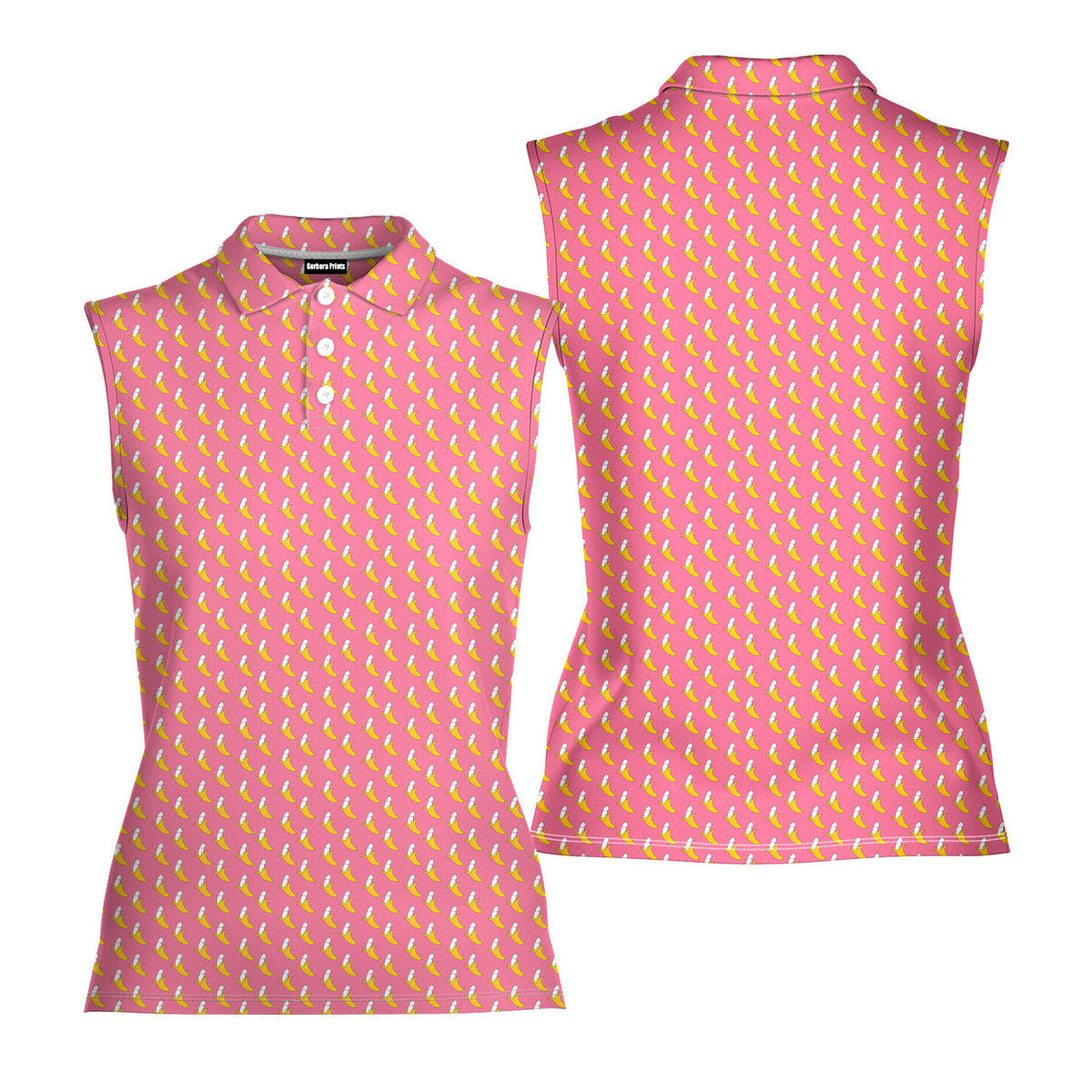 Banana Peel-Women Sleeveless Polo Shirt-Gerbera Prints