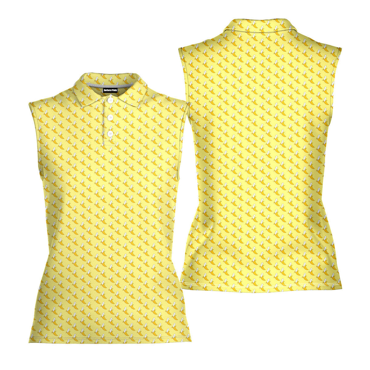 Banana Peel-Women Sleeveless Polo Shirt-Gerbera Prints
