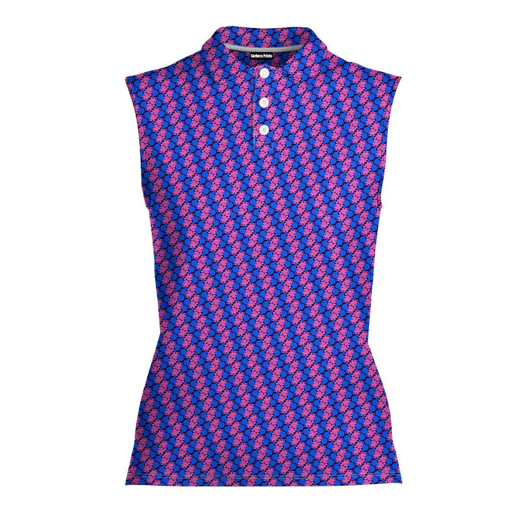 Tortoise Love-Women Sleeveless Polo Shirt-Gerbera Prints