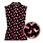 Western Tee Haw Let's Go Cowgirl Boots-Women Sleeveless Polo Shirt-Gerbera Prints