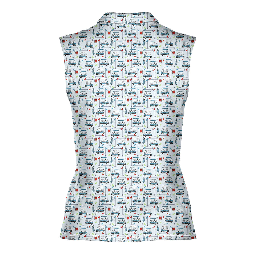 Transfusion Golf-Women Sleeveless Polo Shirt-Gerbera Prints
