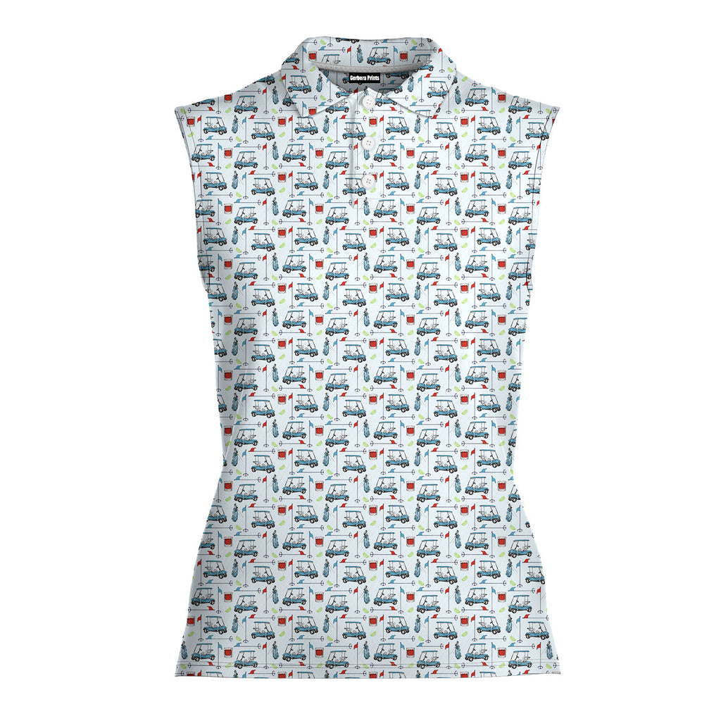 Transfusion Golf-Women Sleeveless Polo Shirt-Gerbera Prints