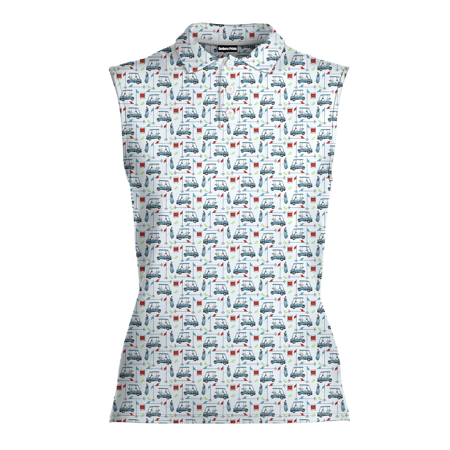 Transfusion Golf-Women Sleeveless Polo Shirt-Gerbera Prints