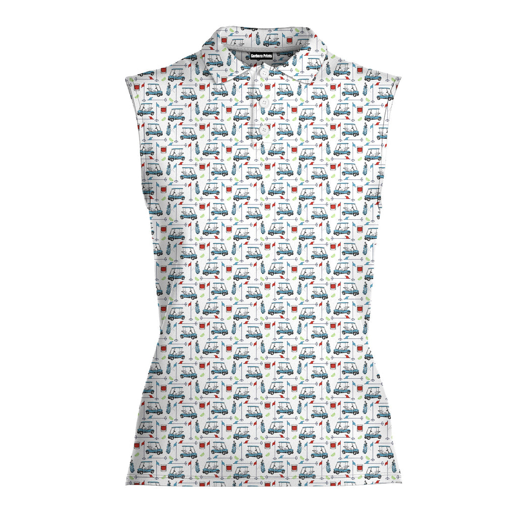 Transfusion Golf-Women Sleeveless Polo Shirt-Gerbera Prints
