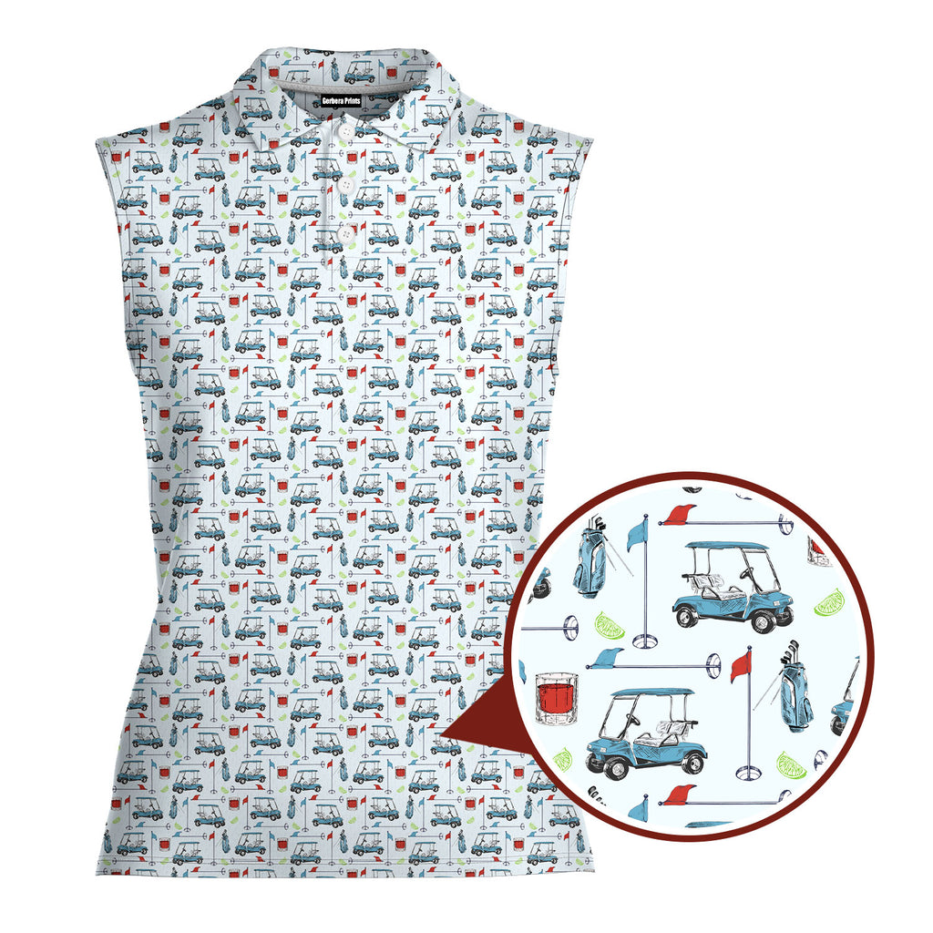 Transfusion Golf-Women Sleeveless Polo Shirt-Gerbera Prints