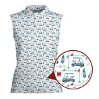 Transfusion Golf-Women Sleeveless Polo Shirt-Gerbera Prints