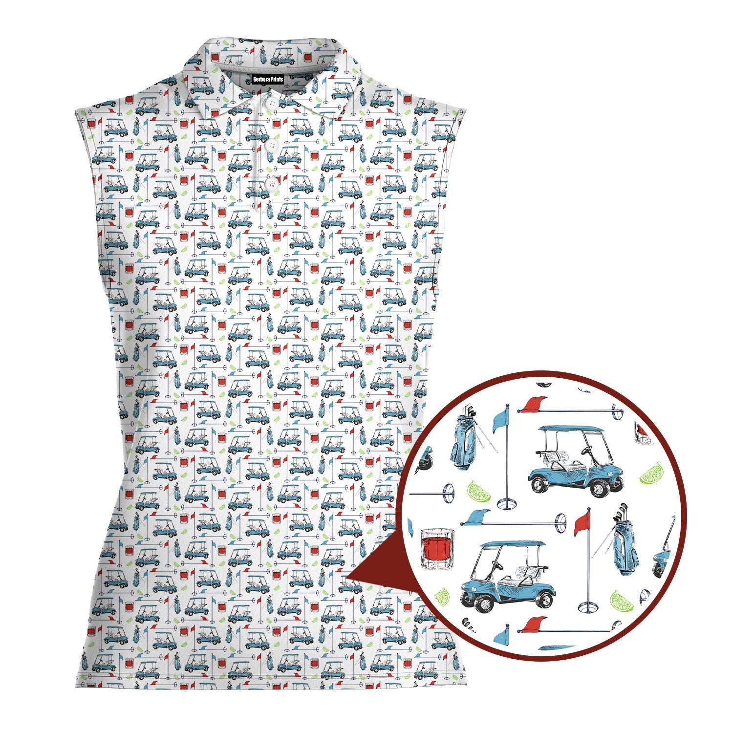 Transfusion Golf-Women Sleeveless Polo Shirt-Gerbera Prints