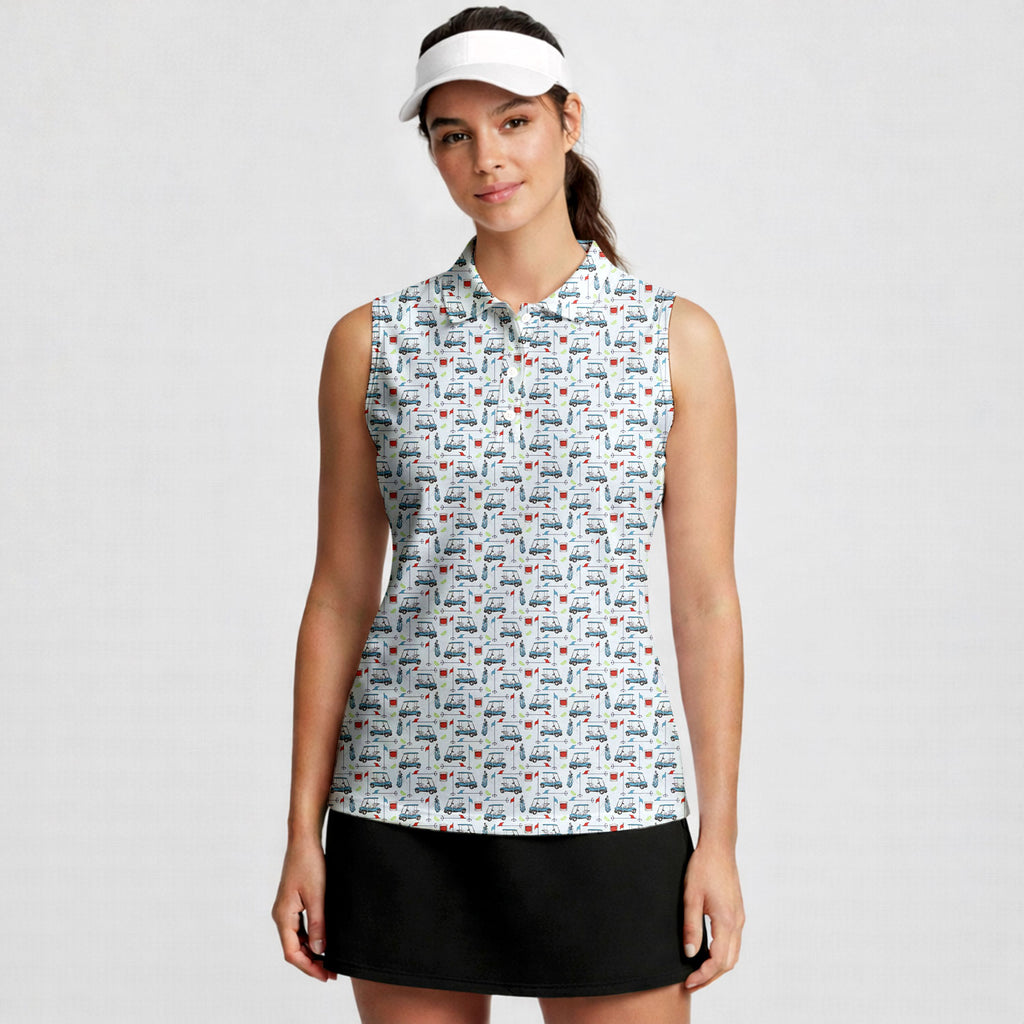 Transfusion Golf-Women Sleeveless Polo Shirt-Gerbera Prints