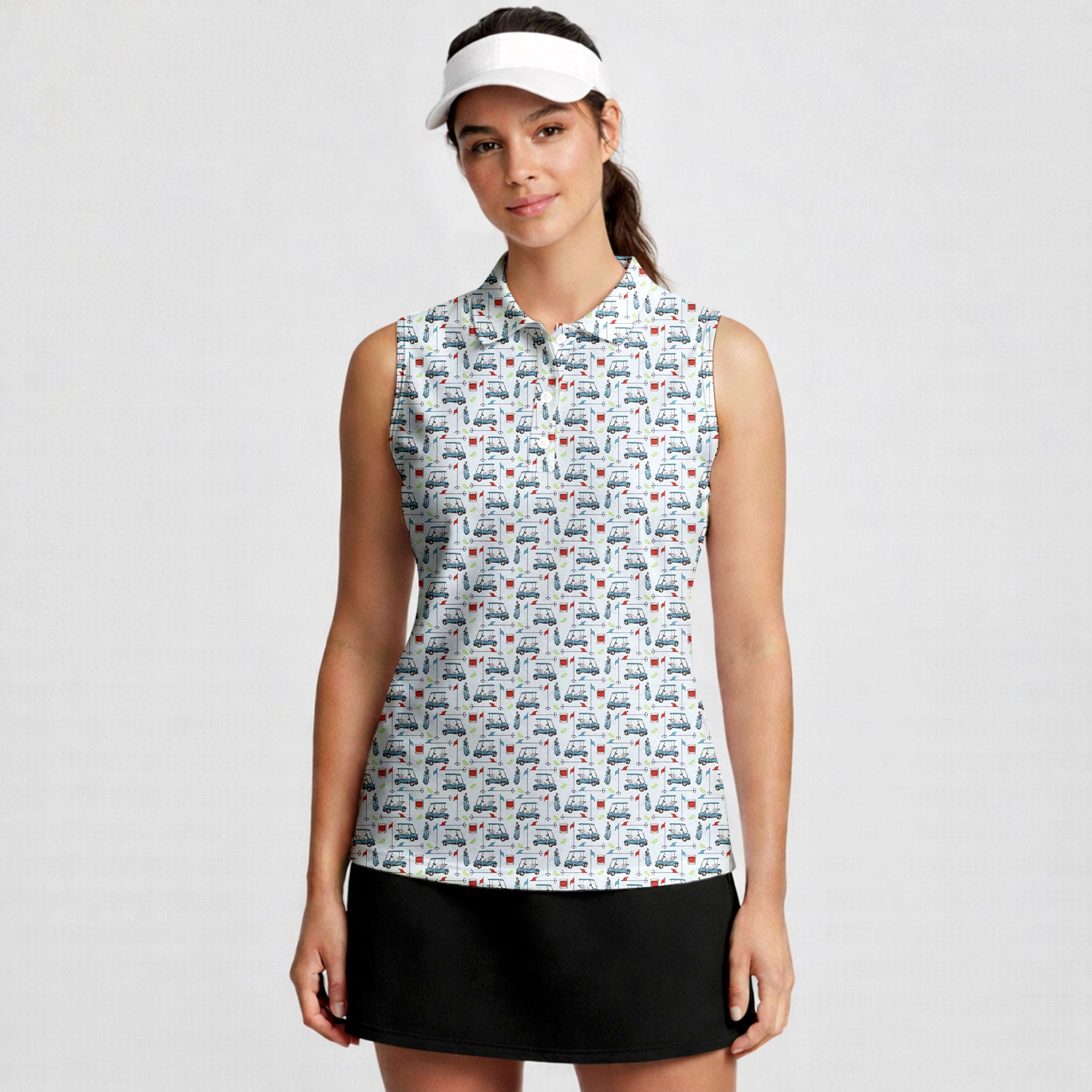 Transfusion Golf-Women Sleeveless Polo Shirt-Gerbera Prints