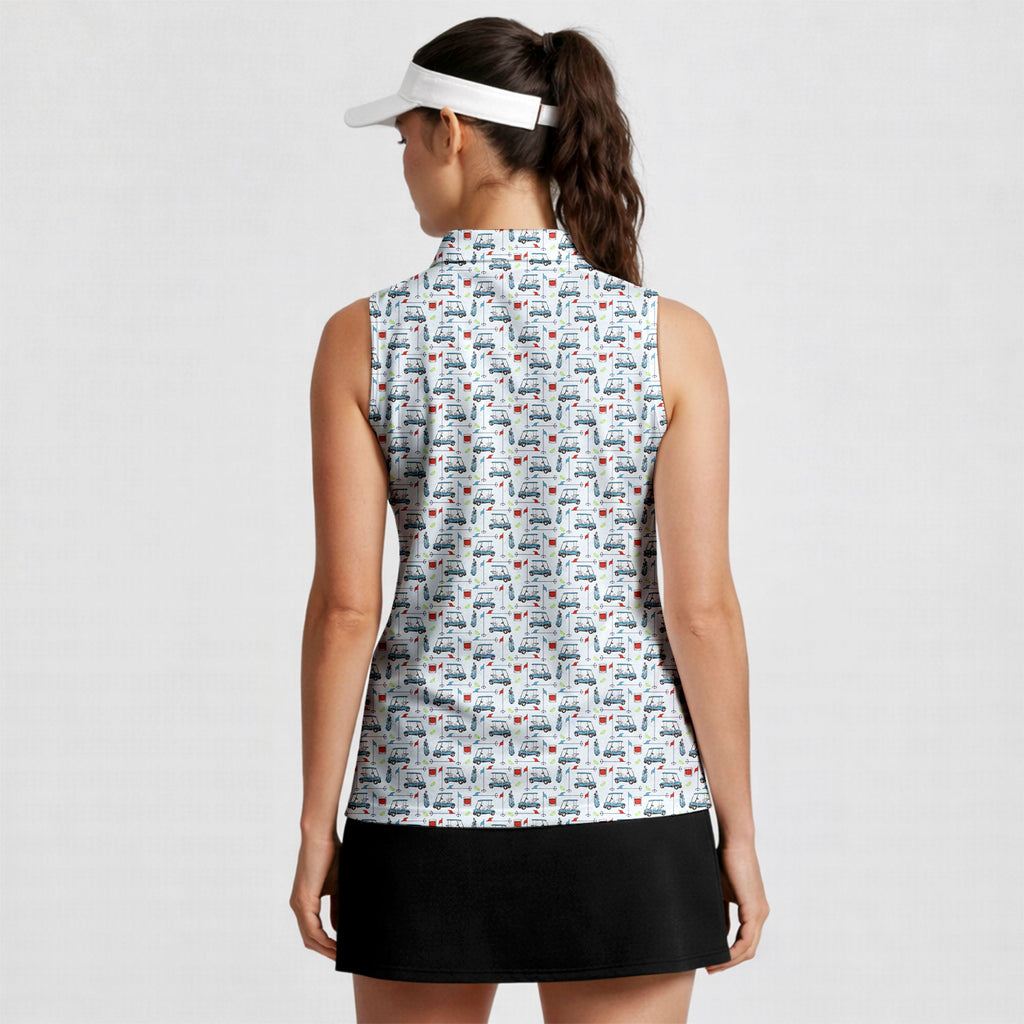Transfusion Golf-Women Sleeveless Polo Shirt-Gerbera Prints