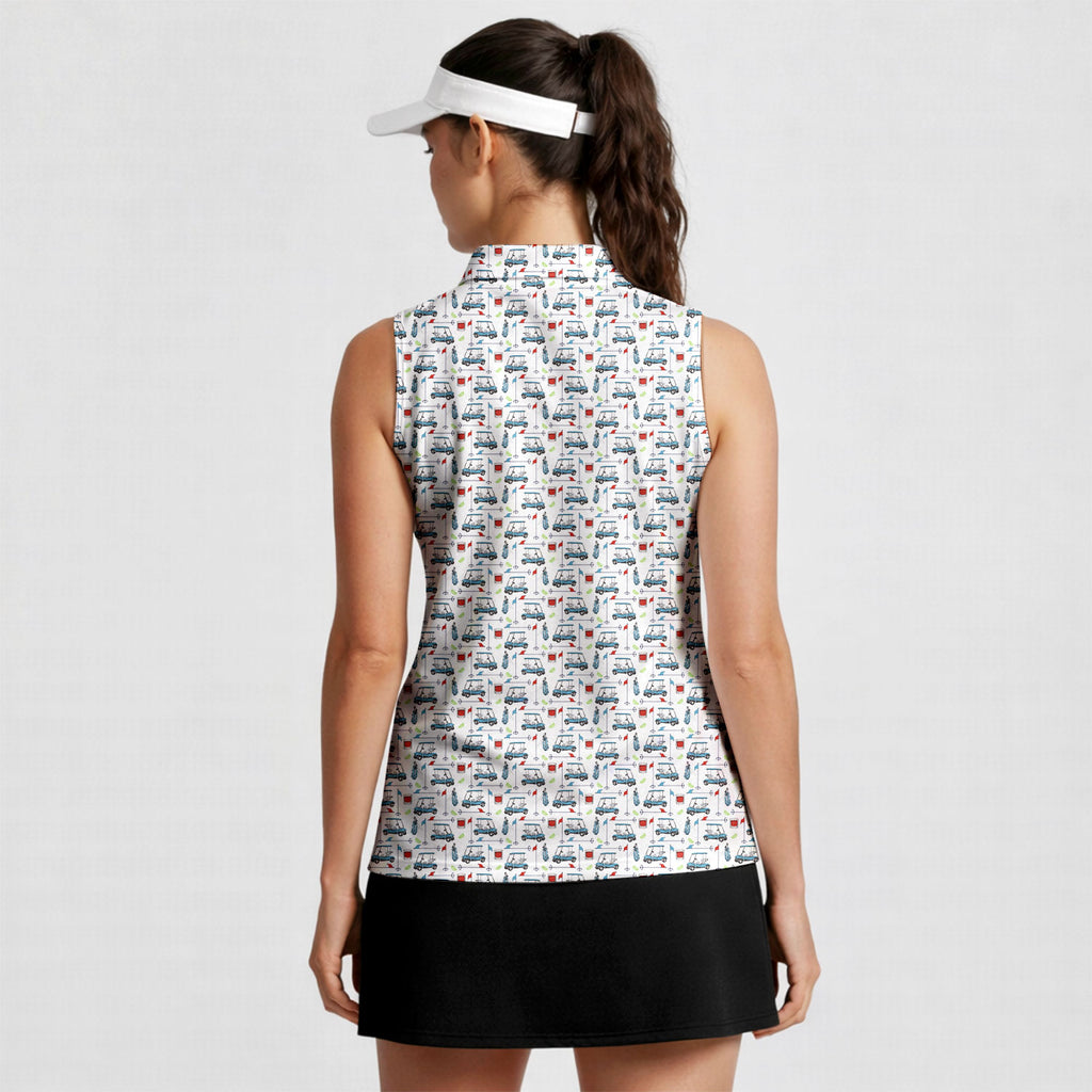 Transfusion Golf-Women Sleeveless Polo Shirt-Gerbera Prints