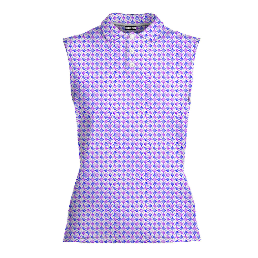 Polite Flip-Off-Women Sleeveless Polo Shirt-Gerbera Prints