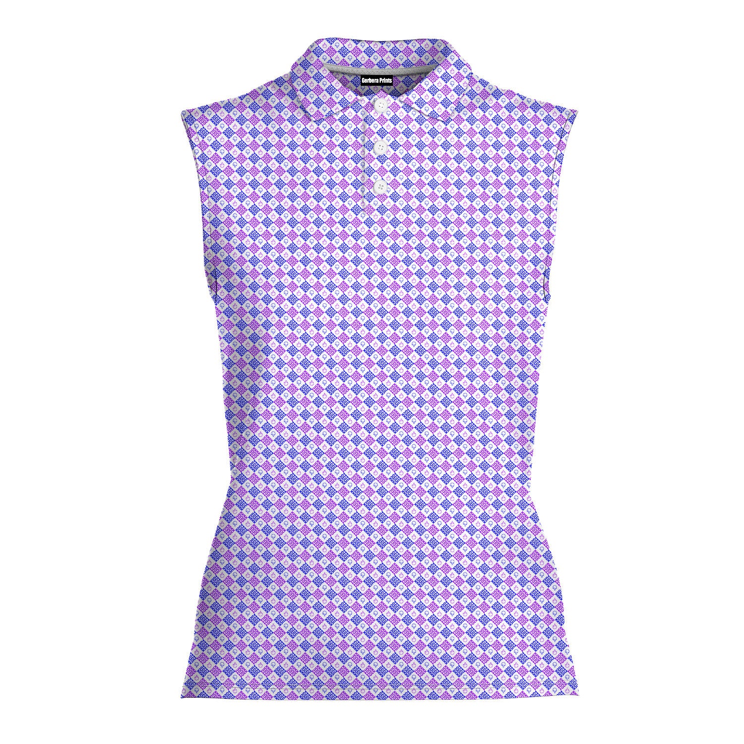 Polite Flip-Off-Women Sleeveless Polo Shirt-Gerbera Prints