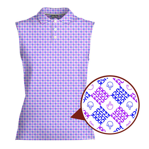 Polite Flip-Off-Women Sleeveless Polo Shirt-Gerbera Prints