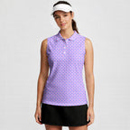 Polite Flip-Off-Women Sleeveless Polo Shirt-Gerbera Prints