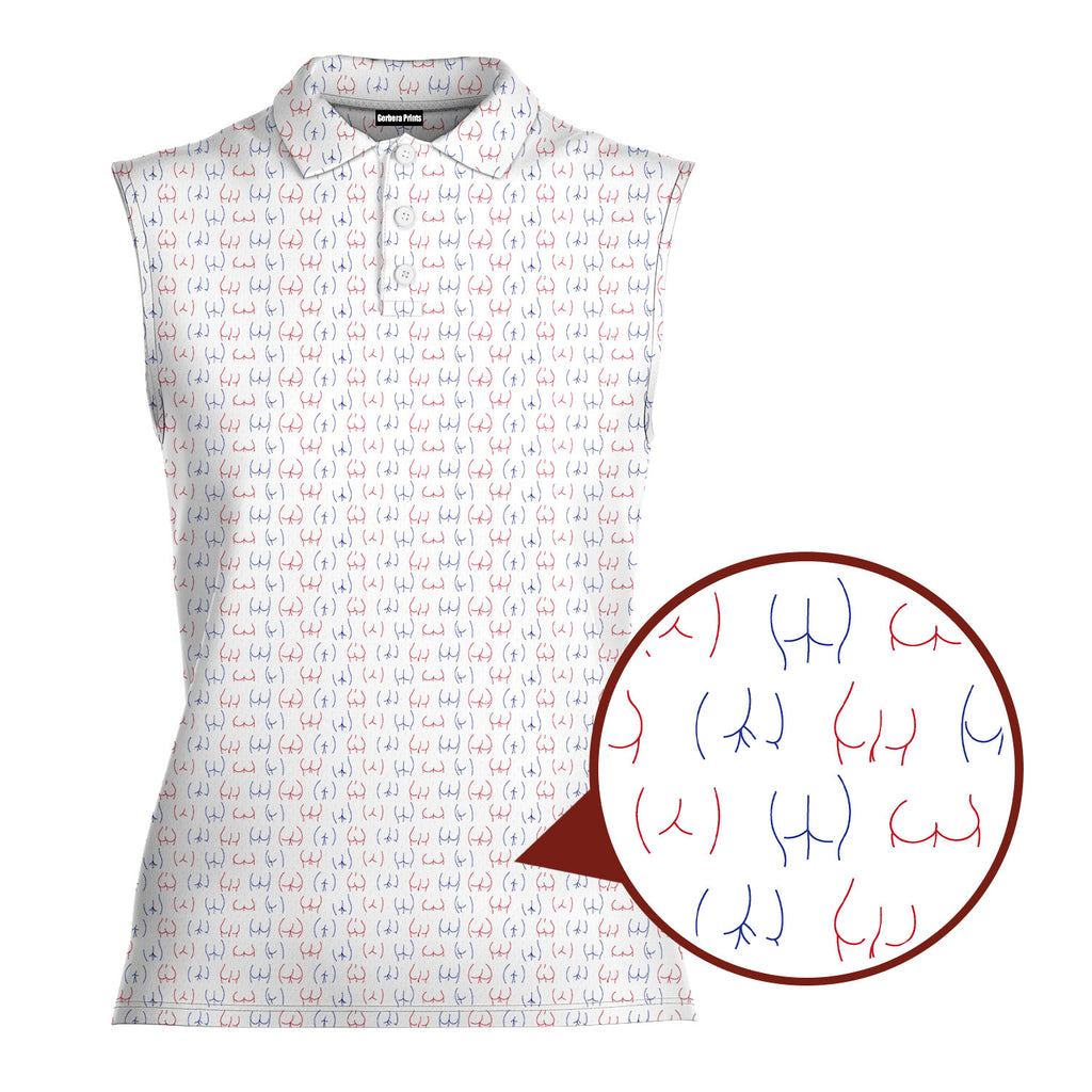 Funny butt-Women Sleeveless Polo Shirt-Gerbera Prints