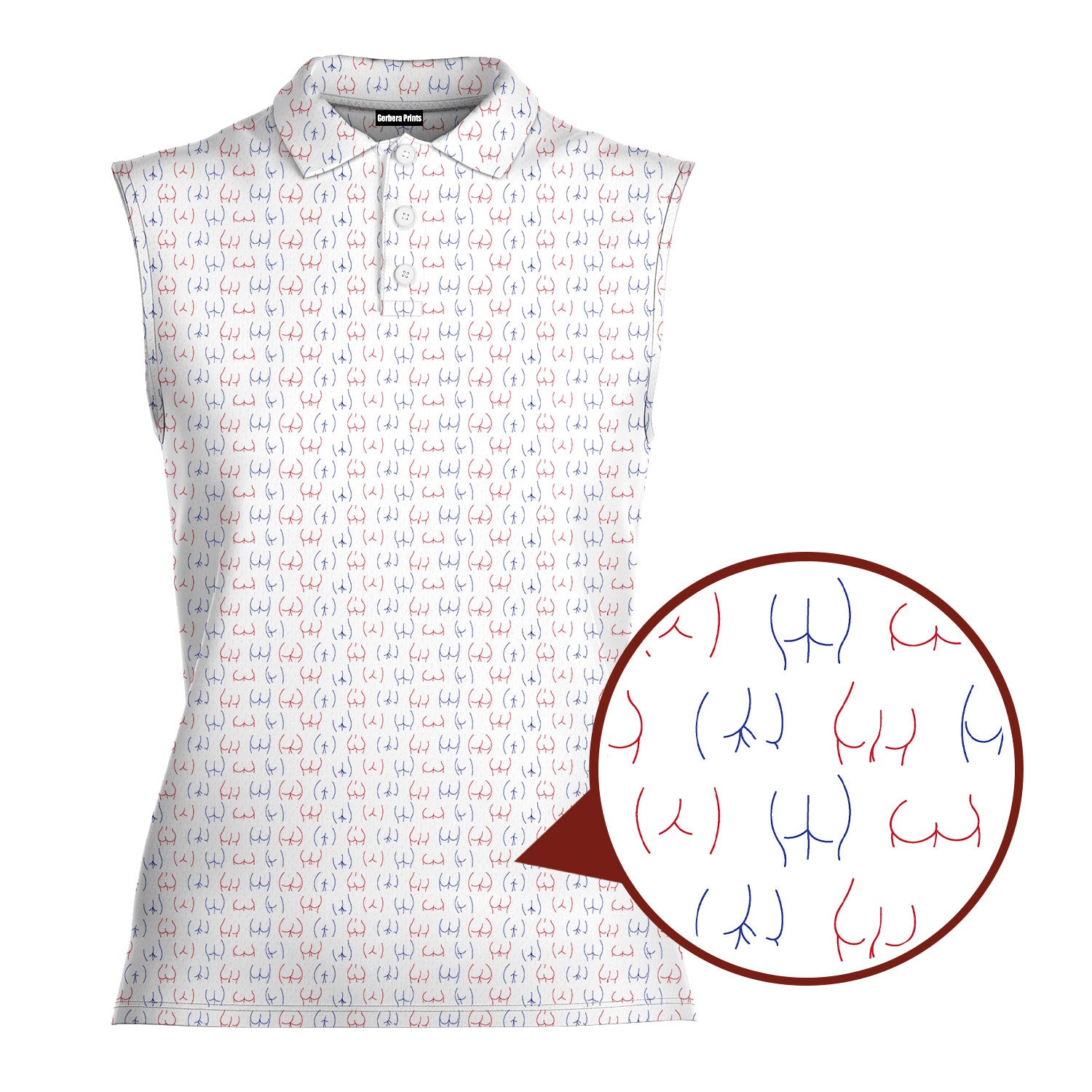 Funny butt-Women Sleeveless Polo Shirt-Gerbera Prints