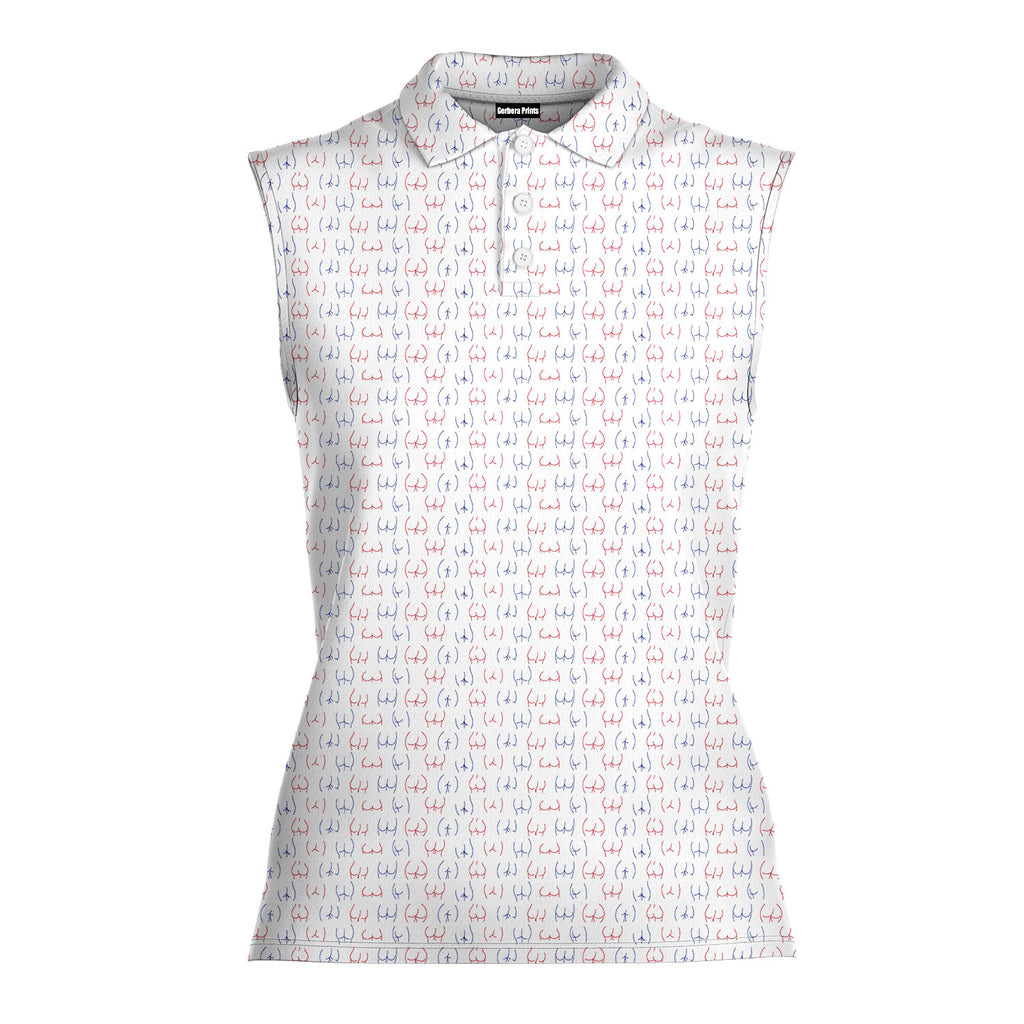 Funny butt-Women Sleeveless Polo Shirt-Gerbera Prints