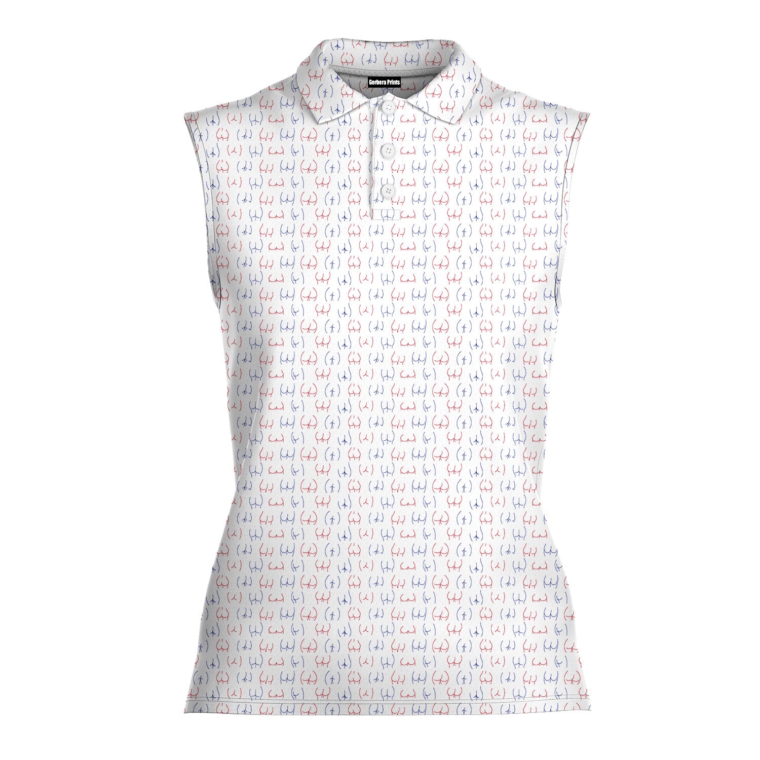 Funny butt-Women Sleeveless Polo Shirt-Gerbera Prints