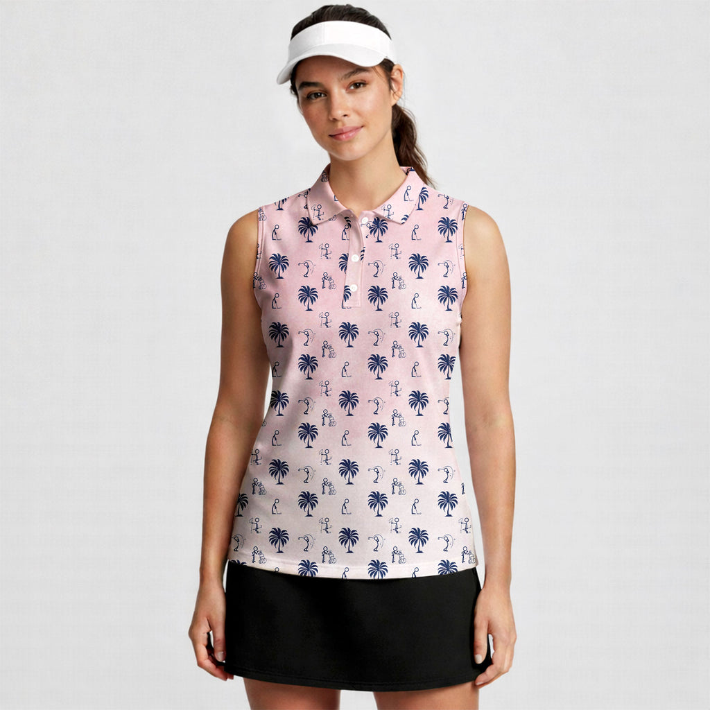 Funny Golf Stick Figures Pink Palm Tree