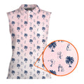 Funny Golf Stick Figures Pink Palm Tree-Women Sleeveless Polo Shirt-Gerbera Prints