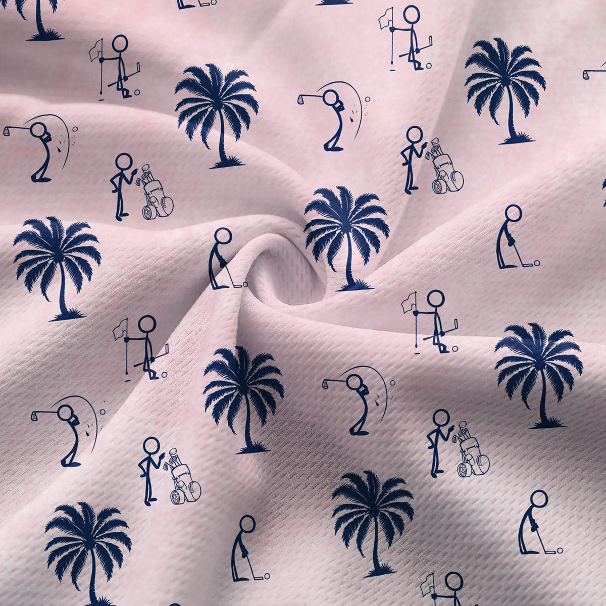 Funny Golf Stick Figures Pink Palm Tree-Women Sleeveless Polo Shirt-Gerbera Prints